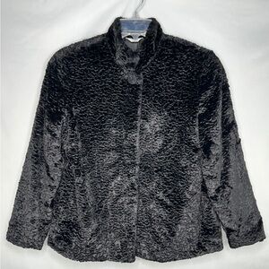 Laura Ashley Black Faux Fur Jacket Blazer Sz SP‎